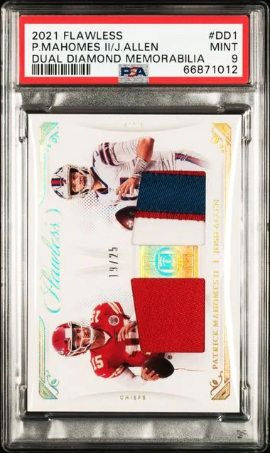 2021 Panini Flawless Josh Allen/Patrick Mahomes II Dual Diamond Memorabilia #Dd1 card image
