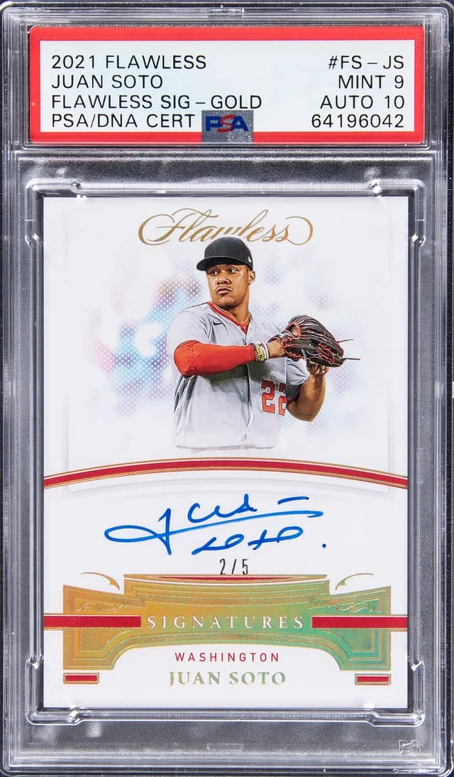 2021 Panini Flawless Juan Soto Signature Gold #FS-JS card image
