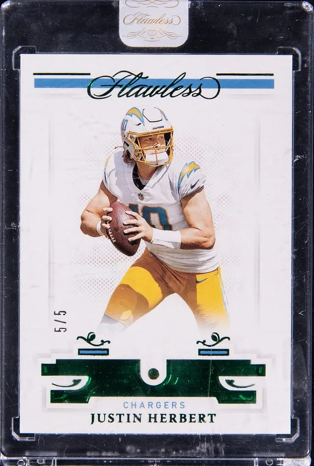 2021 Panini Flawless Justin Herbert Emerald #8 card image