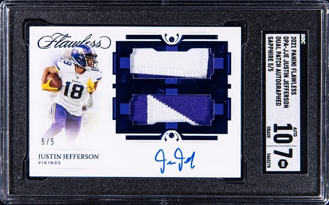 2021 Panini Flawless Justin Jefferson Dual Patch Autograph Silver #DPA-JJE card image