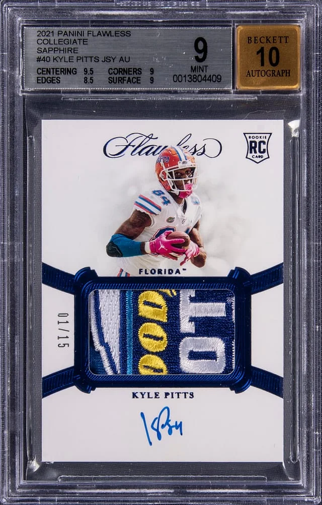 2021 Panini Flawless Kyle Pitts Collegiate Sapphire #40 card image