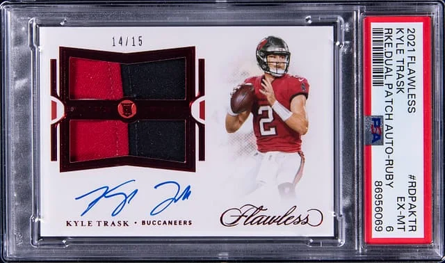 2021 Panini Flawless Kyle Trask Dual Patch Autographs Ruby #RDPAKTR card image