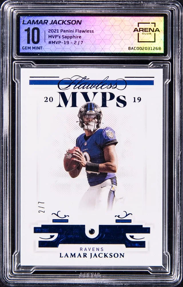 2021 Panini Flawless Lamar Jackson - AC MVP's Sapphire #MVP-19 card image