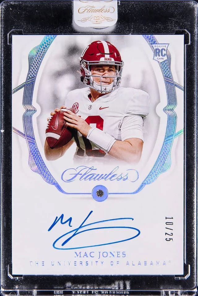 2021 Panini Flawless Mac Jones Relic - Panini Encased Collegiate Gems #81 card image
