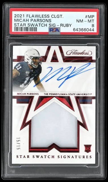2021 Panini Flawless Micah Parsons Collegiate Star Swatch Signatures #MP card image