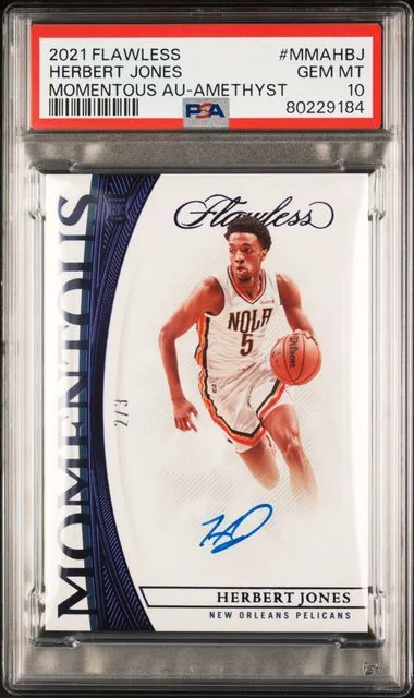 2021 Panini Flawless Momentous Autographs Amethyst Mmahbj Herbert Jones #no-number card image