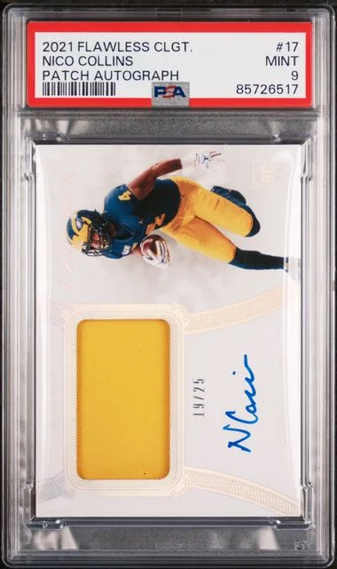 2021 Panini Flawless Nico Collins Collegiate Patch Autograph #17 card image
