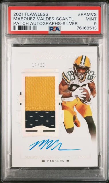 2021 Panini Flawless Patch Autographs Silver Pamvs Marquez Valdes-Scantling #no-number card image