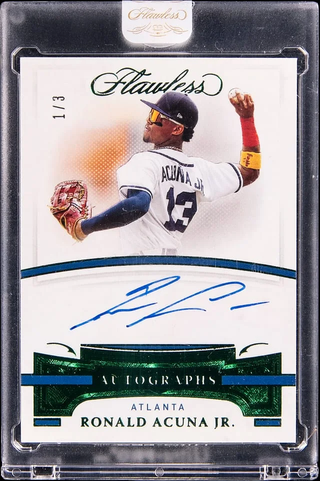 2021 Panini Flawless Ronald Acuna Jr. Autographs Emerald #FA-RAJ card image