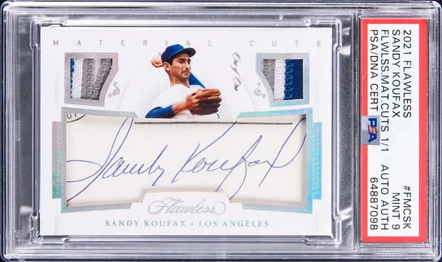 2021 Panini Flawless Sandy Koufax Material Cuts #FMC-SK card image