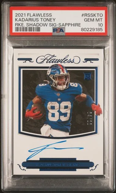 2021 Panini Flawless Shadow Signatures Sapphire Rsskto Kadarius Toney #no-number card image