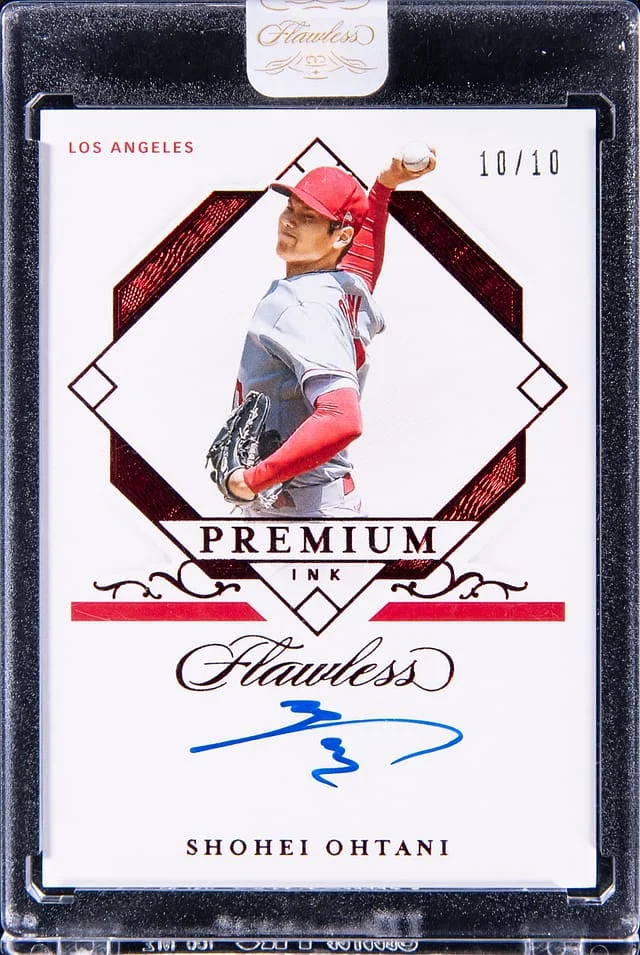 2021 Panini Flawless Shohei Ohtani Premium Ink Ruby #PI-SO card image