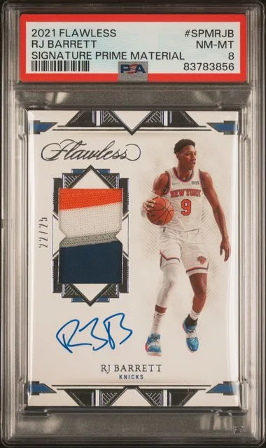 2021 Panini Flawless Signature Prime Materials Spmrjb Rj Barrett #no-number card image
