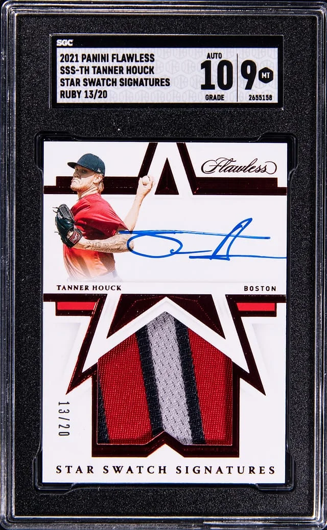 2021 Panini Flawless Tanner Houck Star Swatch Signatures Ruby #SSS-TH card image