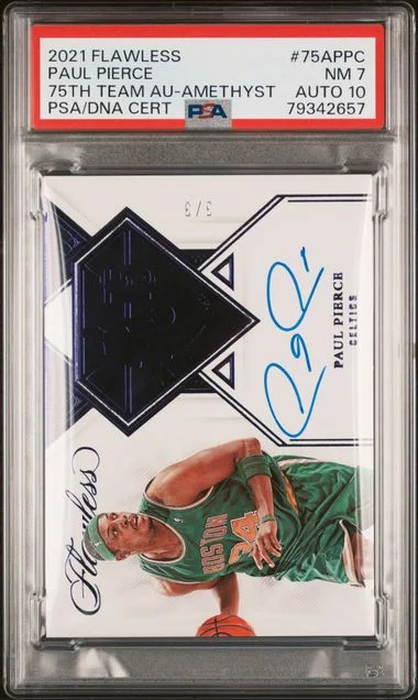 2021 Panini Flawless Team Autographs Amethyst 75Appc Paul Pierce Flawless #75Th card image