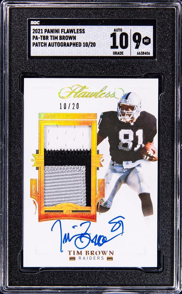 2021 Panini Flawless Tim Brown Patch Autographed #PA-TBR card image