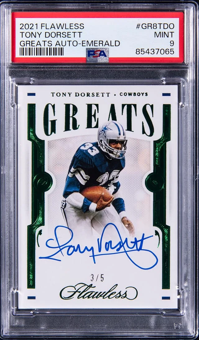 2021 Panini Flawless Tony Dorsett Greats Autograph Emerald #GR8TDO card image