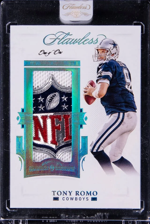 2021 Panini Flawless Tony Romo NFL Shield Patches Platinum #PAT-TRO card image