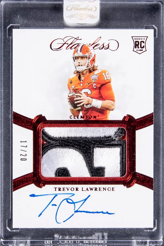 2021 Panini Flawless Trevor Lawrence Collegiate Patch Autographs Red #36 card image