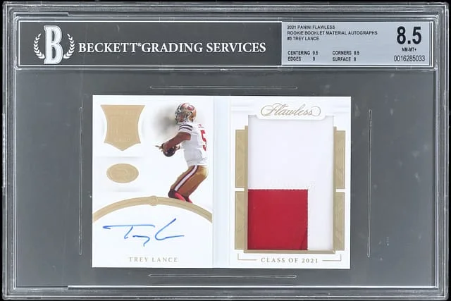 2021 Panini Flawless Trey Lance Booklet Material Autograph #RBA-TLA card image