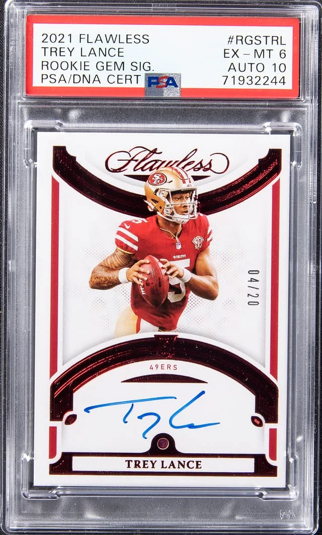 2021 Panini Flawless Trey Lance Gem Signatures Ruby #RGSTRL card image