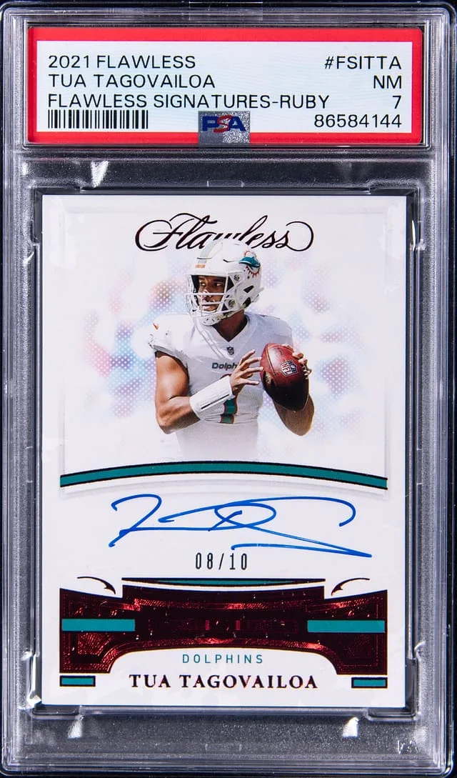 2021 Panini Flawless Tua Tagovailoa Signatures Ruby #FSI-TTA card image