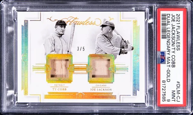 2021 Panini Flawless Ty Cobb/Joe Jackson Dual Legendary Material Gold #DLM-CJ card image