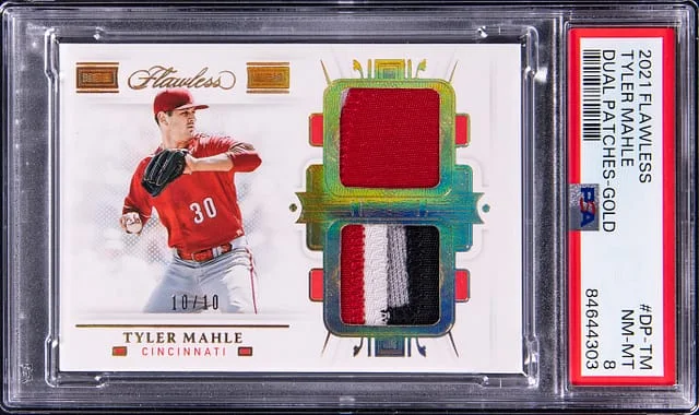 2021 Panini Flawless Tyler Mahle Dual Patches Gold #DP-TM card image