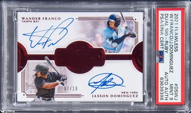 2021 Panini Flawless Wander Franco/Jasson Dominguez Dual Dual Signature Ruby #DS-WJ card image