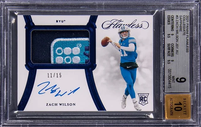 2021 Panini Flawless Zach Wilson Collegiate Patch Autograph #3 card image