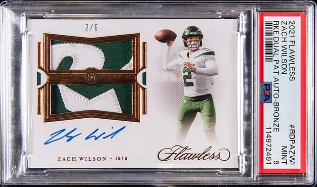 2021 Panini Flawless Zach Wilson Dual Patch Autograph Bronze #RPDA-ZWI card image