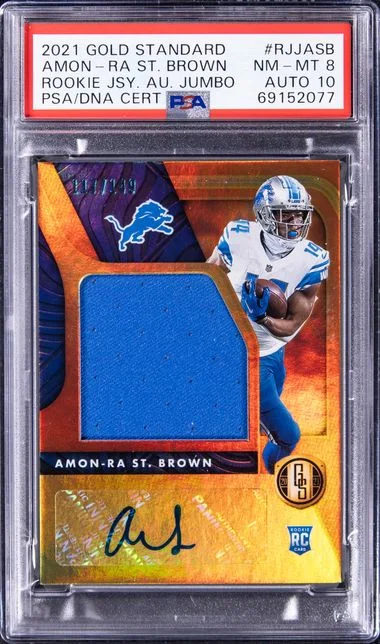2021 Panini Gold Standard Amon-Ra St. Brown Jersey Autographs Jumbo #RJJASB card image