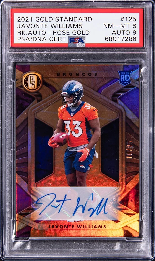 2021 Panini Gold Standard Javonte Williams Autograph Rose Gold #125 card image