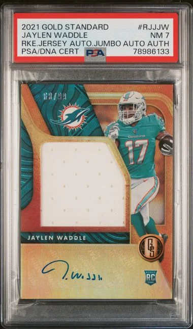 2021 Panini Gold Standard Jersey Autographs Jumbo Rjjjw Jaylen Waddle #no-number card image