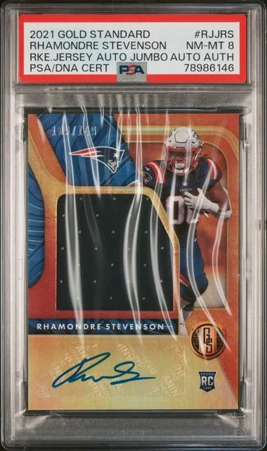 2021 Panini Gold Standard Jersey Autographs Jumbo Rjjrs Rhamondre Stevenson #no-number card image