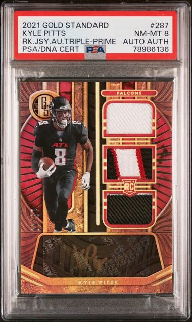 2021 Panini Gold Standard Kyle Pitts Jersey Autographs Triple-Prime #287 card image