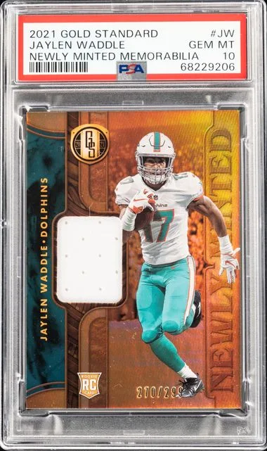 2021 Panini Gold Standard Newly Minted Memorabilia Jw Jaylen Waddle #no-number card image