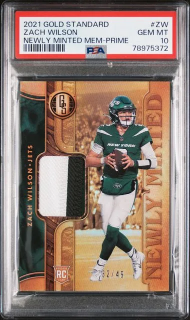 2021 Panini Gold Standard Newly Minted Memorabilia Prime Zw Zach Wilson #no-number card image