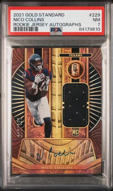 2021 Panini Gold Standard Nico Collins Jersey Autographs #229 card image