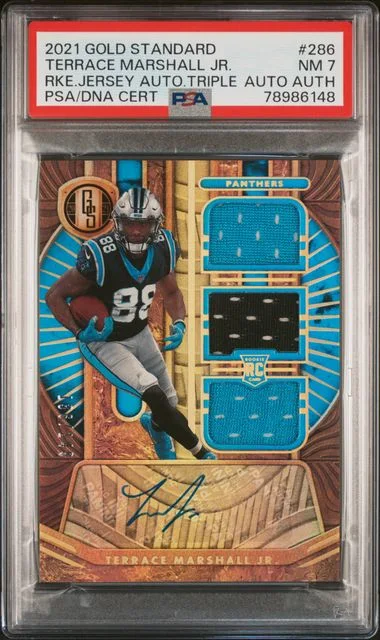 2021 Panini Gold Standard Terrace Marshall Jr. Jersey Autographs Triple #286 card image