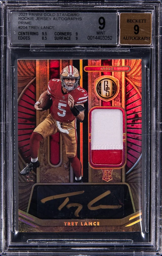 2021 Panini Gold Standard Trey Lance Jersey Autograph Prime #204 card image