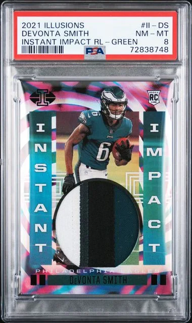 2021 Panini Illusions Devonta Smith Instant Impact Relics Green #II-DS card image