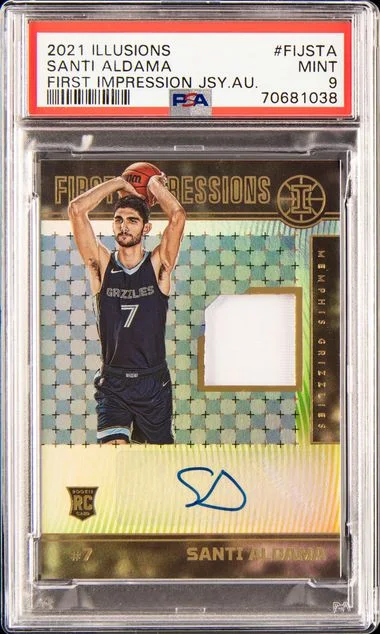 2021 Panini Illusions First Impressions Jersey Autographs Fijsta Santi Aldama #no-number card image