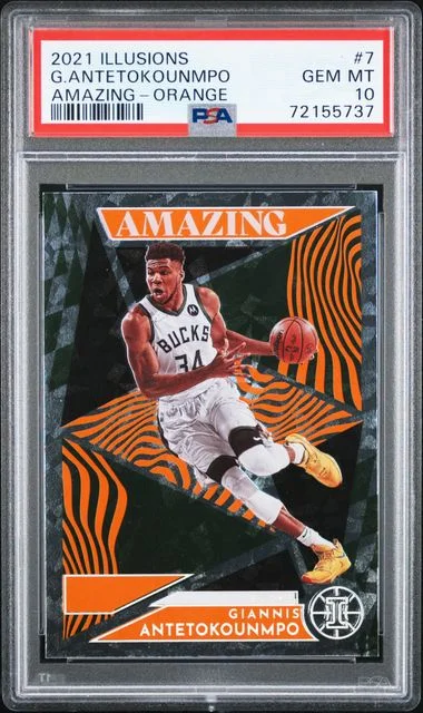 2021 Panini Illusions Giannis Antetokounmpo Amazing Orange #7 card image