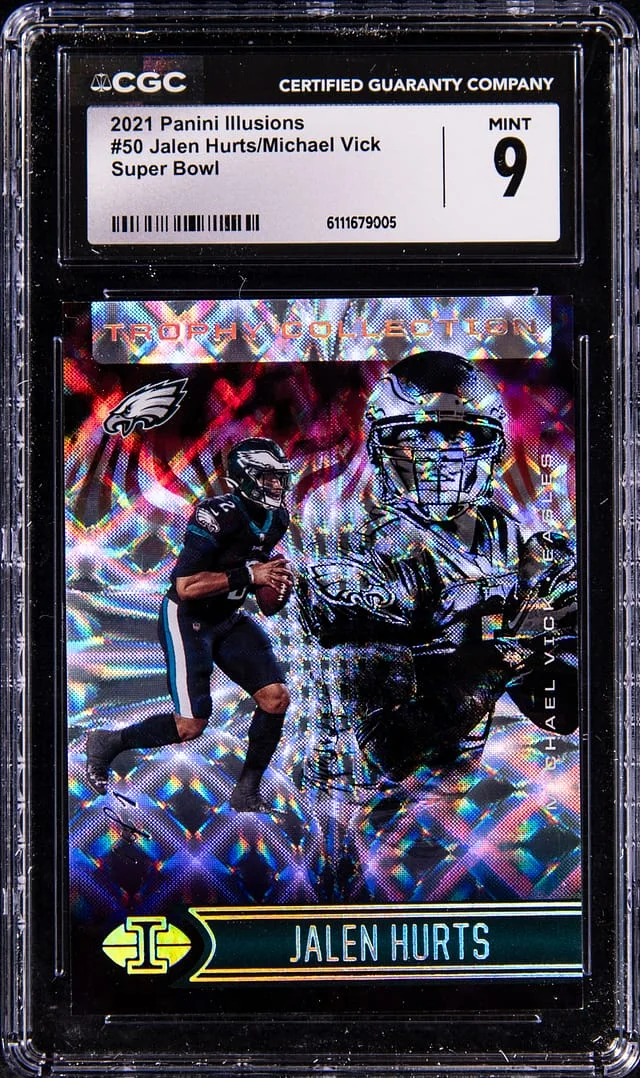 2021 Panini Illusions Jalen Hurts/Michael Vick Super Bowl #50 card image
