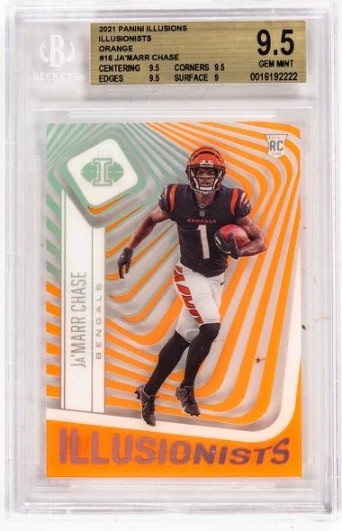2021 Panini Illusions Ja’Marr Chase Illusionists Orange #Ill16 card image