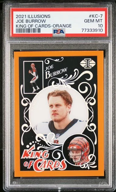 2021 Panini Illusions Joe Burrow King Of Cards Orange #KC-7 card image