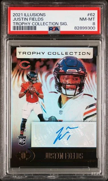 2021 Panini Illusions Justin Fields Trophy Collection Signatures #62 card image