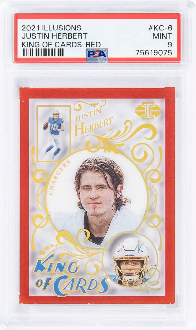 2021 Panini Illusions Justin Herbert King Of Cards Red #KC-6 card image