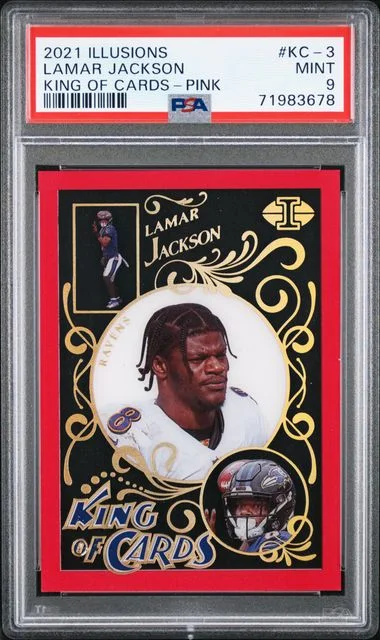 2021 Panini Illusions Lamar Jackson King Of Cards Pink #KC-3 card image